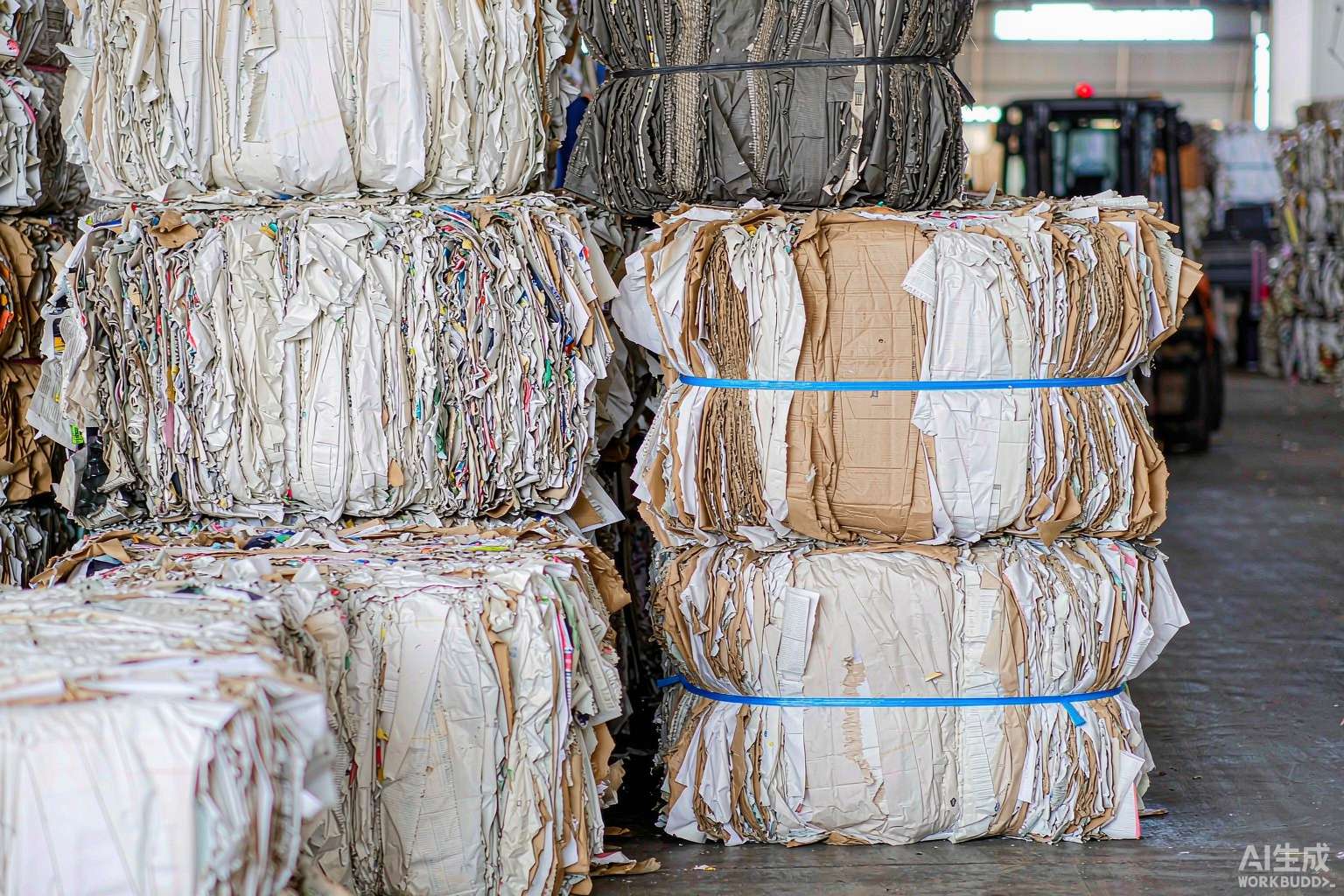 Rolls of recycled containerboard produced from recovered waste paper in a paper mill